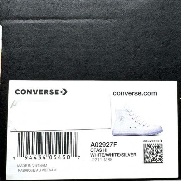 Converse Chuck Taylor High Shoes Casual Sneakers Kids Women White Canvas A02927F - Picture 9 of 10